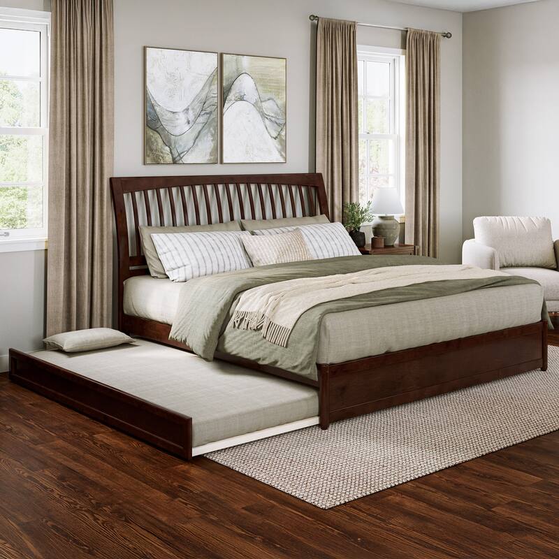 Roslyn Platform Bed with Panel Footboard and Twin Trundle