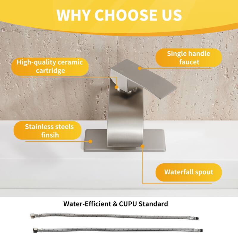Single Handle Single Hole Bathroom Vanity Waterfall Spout Bathroom Faucet