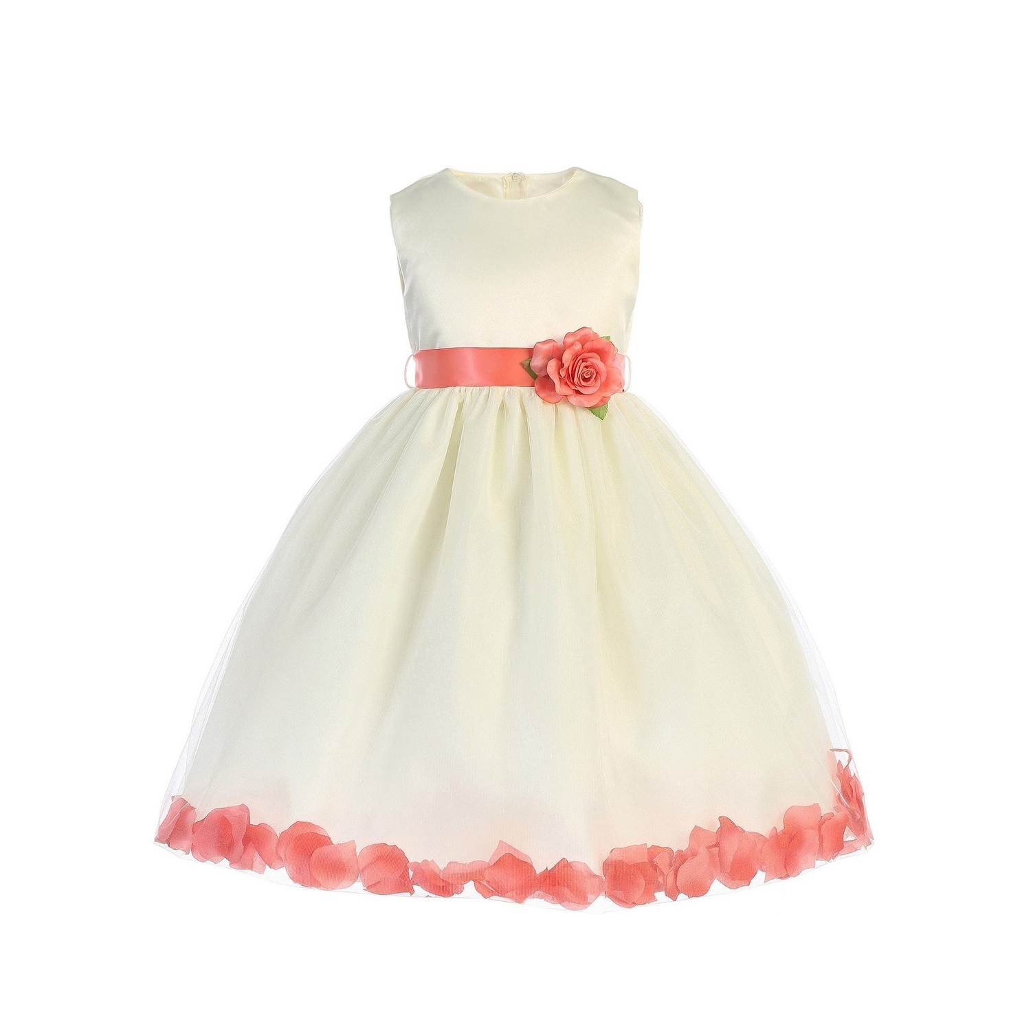 ivory and coral flower girl dresses