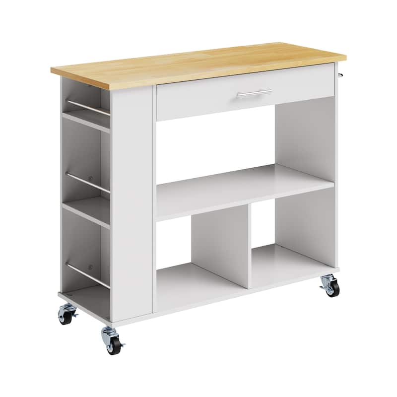 Futzca Kitchen Island on Wheels with Large Work Countertop