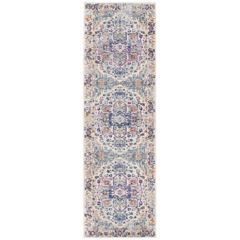 SAFAVIEH Evoke Spasenka Vintage Boho Medallion Rug - 2'2" x 7' Runner - Ivory/Grey