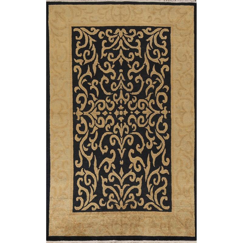 Vegetable Dye Geometric Nepalese Oriental Area Rug Wool Hand-knotted - 6'1" x 9'0"