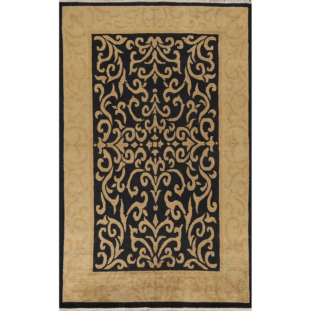 Vegetable Dye Geometric Nepalese Oriental Area Rug Wool Hand-knotted - 6'1" x 9'0"