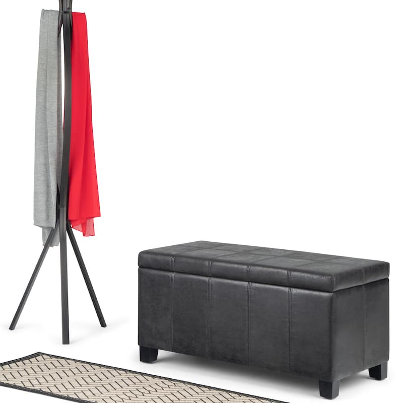 WYNDENHALL Lancaster 36 inch Wide Contemporary Rectangle Storage Ottoman - Distressed Black