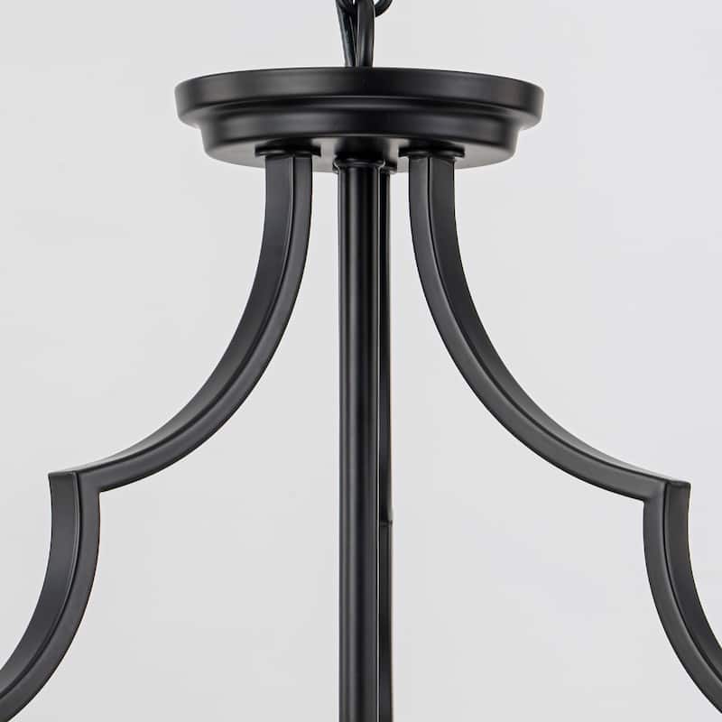 Modern 3 - Light Candle Style Drum Shaded Black/Gold Chandelier