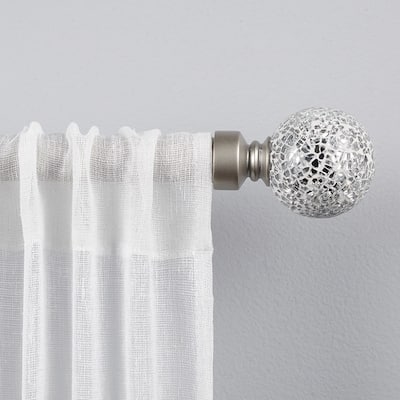 ATI Home White Mosaic 1" Adjustable Curtain Rod and Finial Set