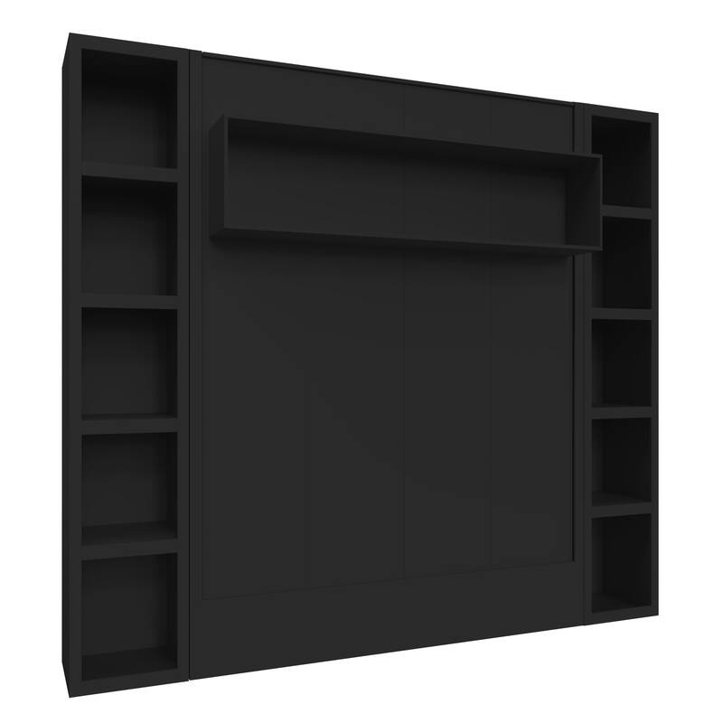 Easy-Lift King Murphy Wall Bed with Two Bookshelves