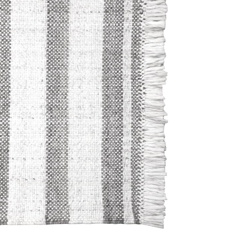 Sevita Cinder Gray Striped PET Yarn Indoor/Outdoor Area Rug
