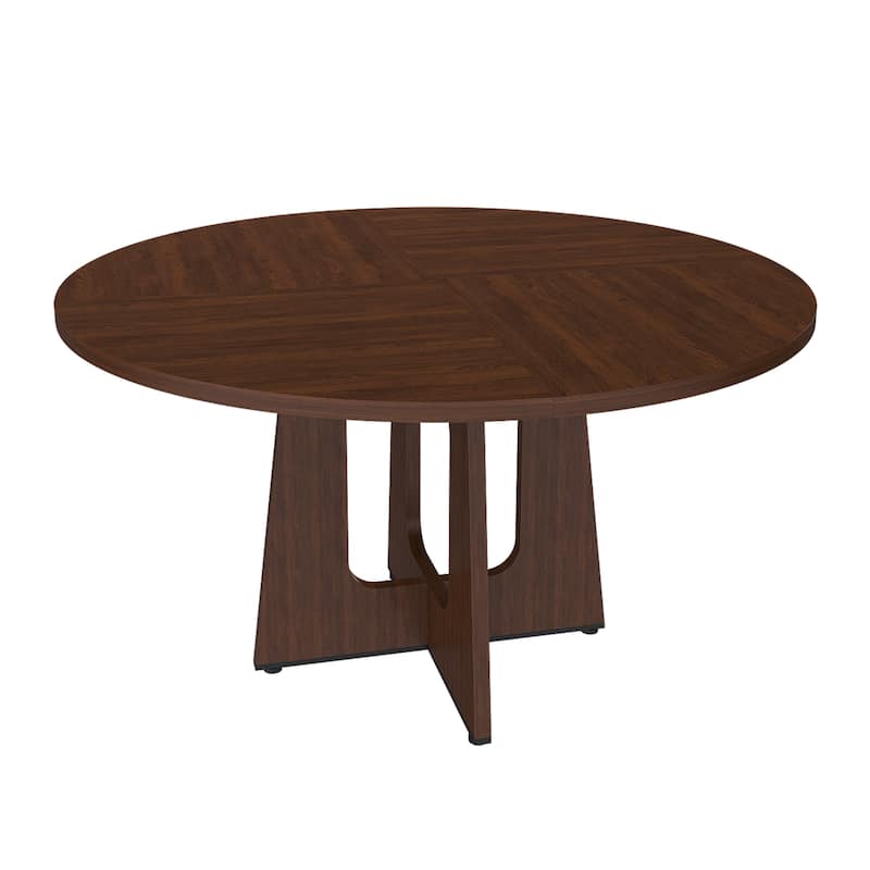 Round Dining Table for 4 - 47 Inch Farmhouse Kitchen Table,MDF Circle Table with Wood Grain Finish,Easy Assembly for Dining Room