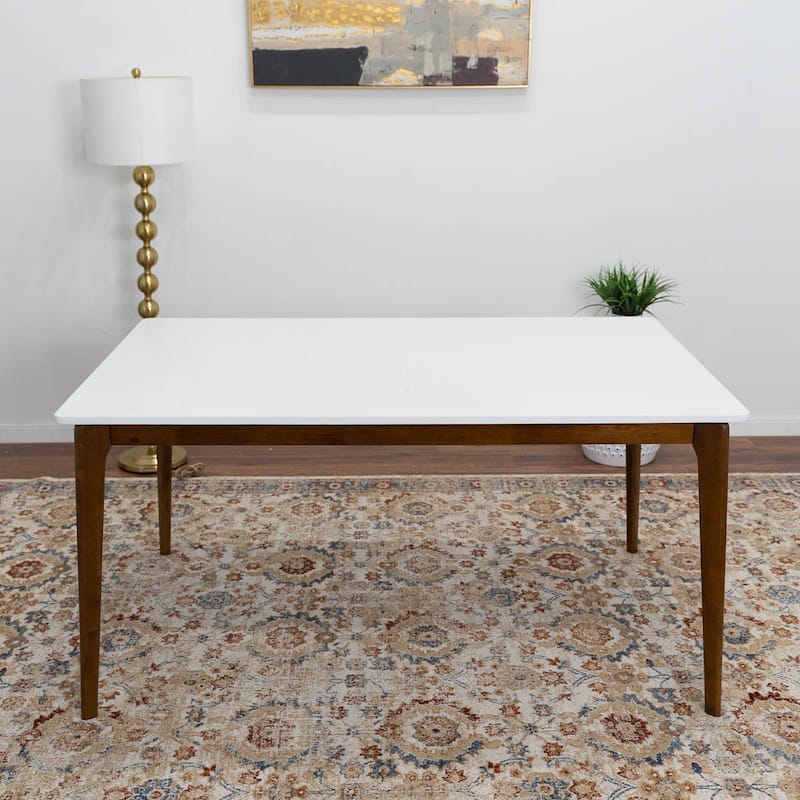 Savana Mid-Century Modern Solid Wood 59-inch Rectangular Dining Table - 59 inches - White
