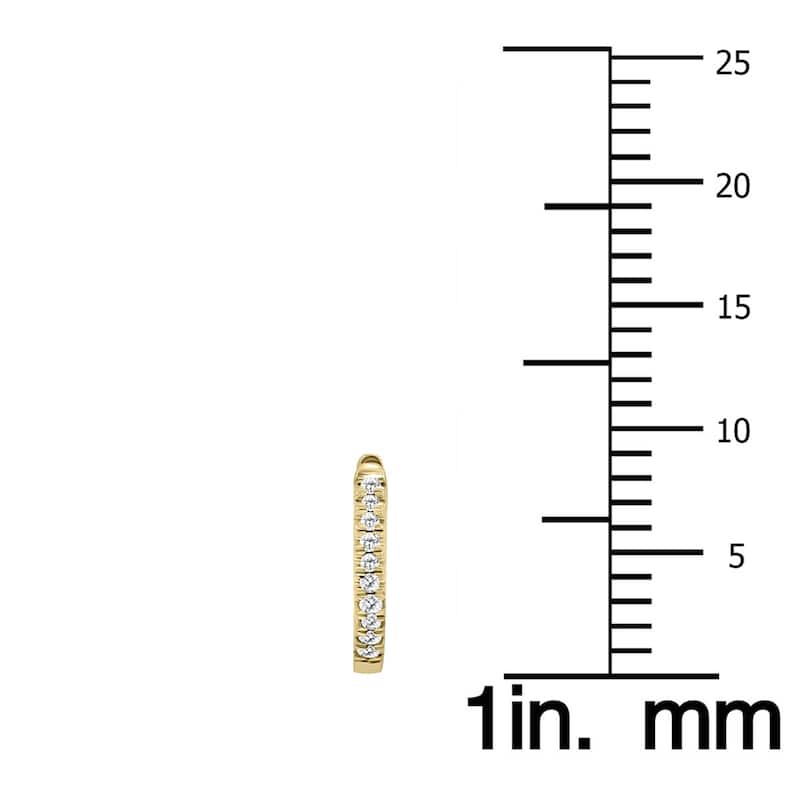Marquee 1/10 Carat TW Small Diamond Huggie Hoop Earrings in 10K Yellow Gold
