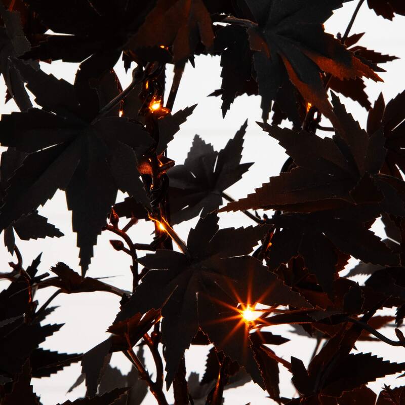 Pre-Lit Black Maple Halloween Artificial Potted Tree - 4' - Multicolor LED Lights