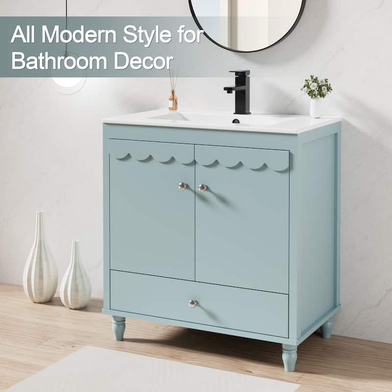 Lace Trim Freestanding Bathroom Vanity Set - Perfect for Bathrooms