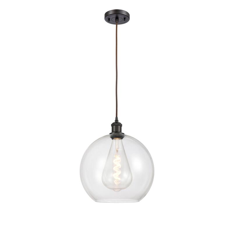 Innovations Lighting Ballston Athens 1 Light 12" Cord Hung Mini Pendant - Clear/Oil Rubbed Bronze