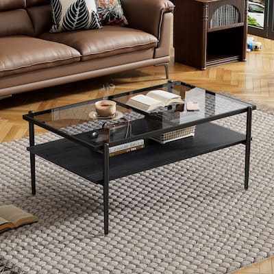 3-Piece Modern Glass Top Coffee & End Table Set
