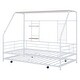 preview thumbnail 71 of 78, Metal House Bed with Trundle, Twin/Full Size Daybed Playhouse Bed with Bulit-in Storage Shelves and Metal Grid for Kids Teens