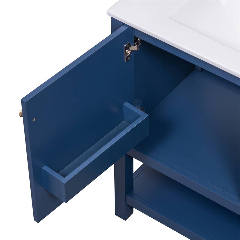 30" Transitional Style Bathroom Vanity Cabinet Combo with Ceramic Sink