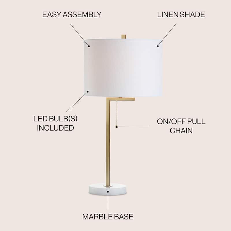 Alyssa 24.5" Metal/Marble LED Table Lamp by JONATHAN Y