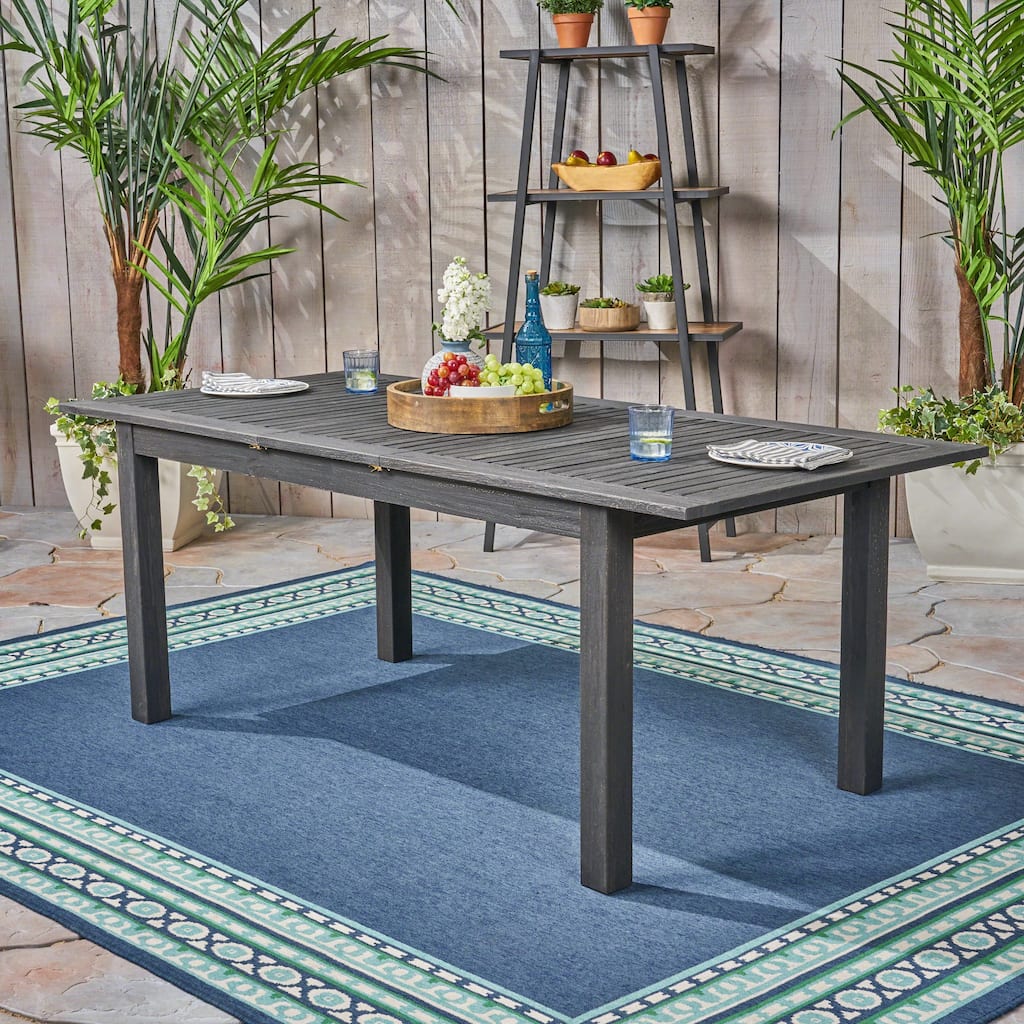 Expandable Acacia Wood Dining Table Outdoor Patio Extends for Entertaining
