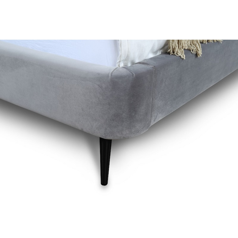 Heather Velvet Upholstered Bed with Black Legs