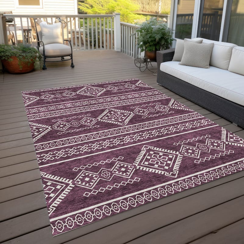 Machine Washable Indoor/ Outdoor Chantille Moroccan Boho Rug