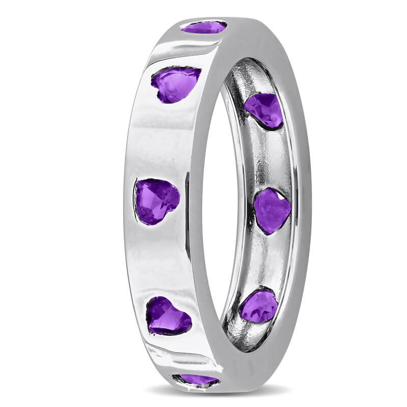 Miadora 1ct TGW Amethyst Heart Eternity Ring in Sterling Silver