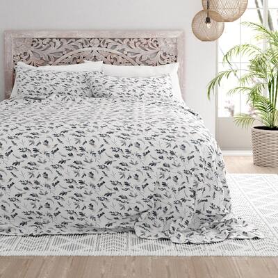 Becky Cameron Botanical 4 Piece 100% Cotton Brushed Flannel Deep Pocket Bed Sheet Set