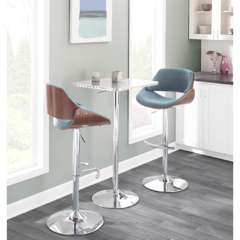 Carson Carrington Svellingen Mid-century Modern Walnut Wood and Fabric Adjustable Swivel Bar Stool
