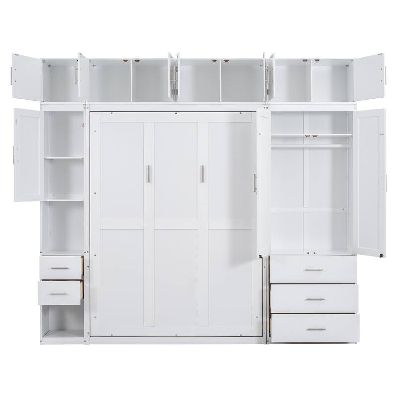 Twin Size Murphy Bed with Lockers and Wardrobes