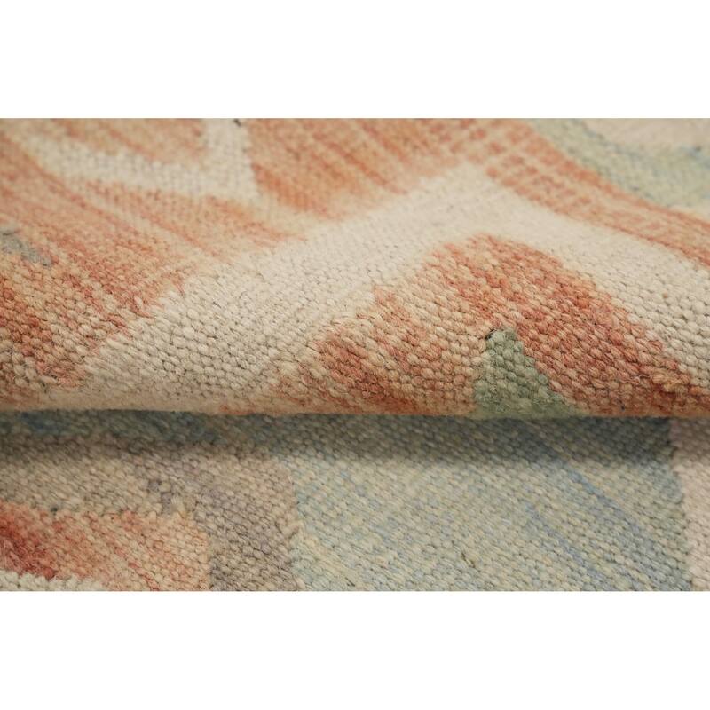 Hand Woven Oriental 100% Wool Carpet Southwestern Tribal Navy Blue & Blues Kilim Area Rug - 9' 9'' X 6' 5''