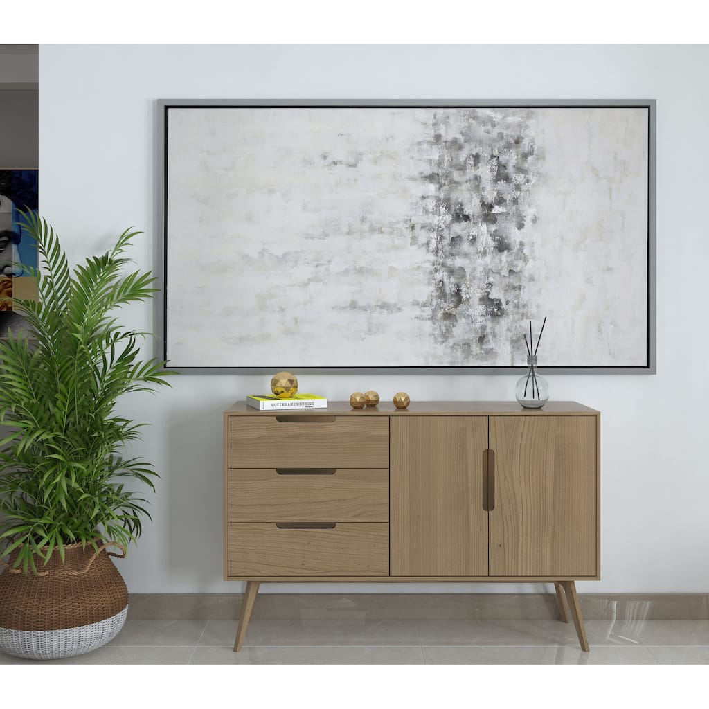 "Winter Storm" Hand Painted Monochromatic Abstract on Canvas - 74" x 2" x 40"