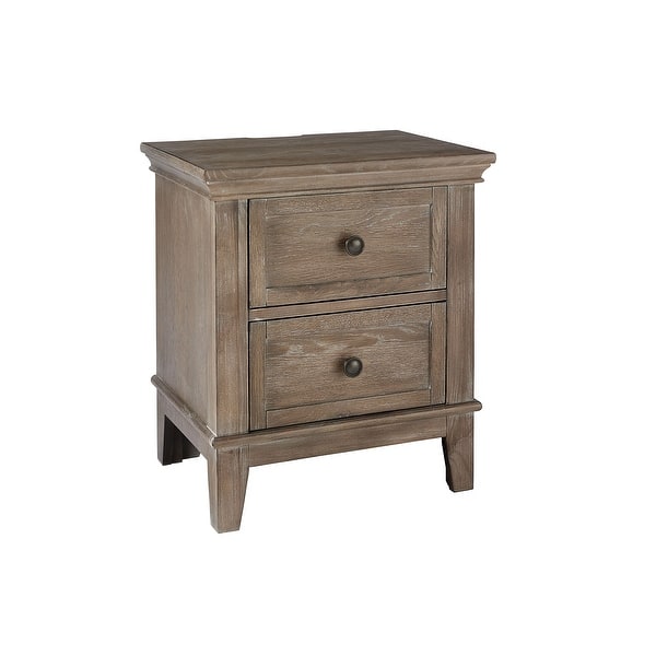 slide 2 of 3, Leland 2-Drawer Traditional Wood Nightstand, Sandwash Gray