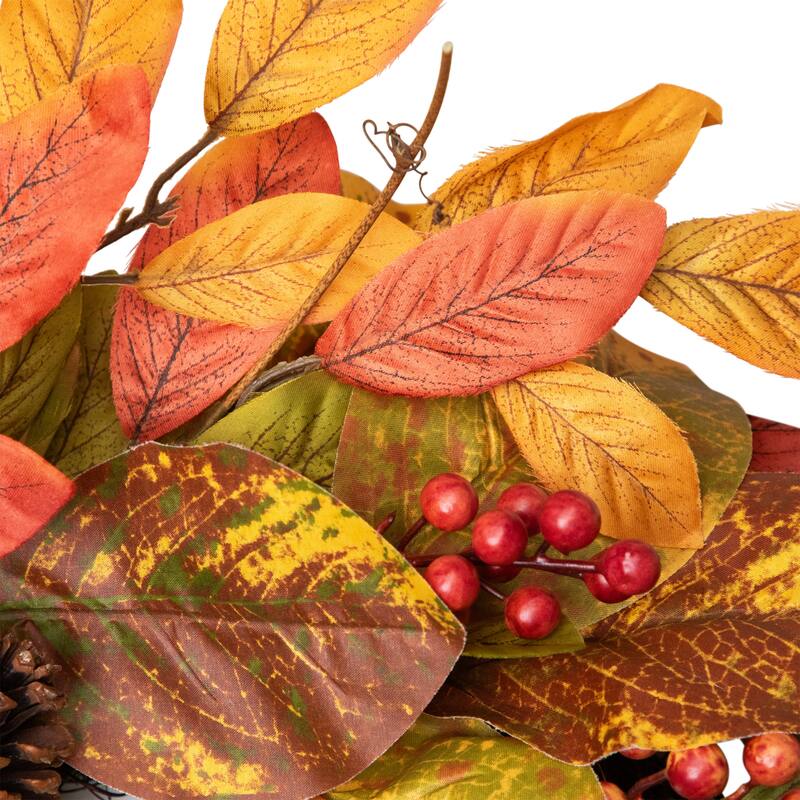 Leaves Berries Twig Artificial Thanksgiving Wreath - 26-Inch, Unlit