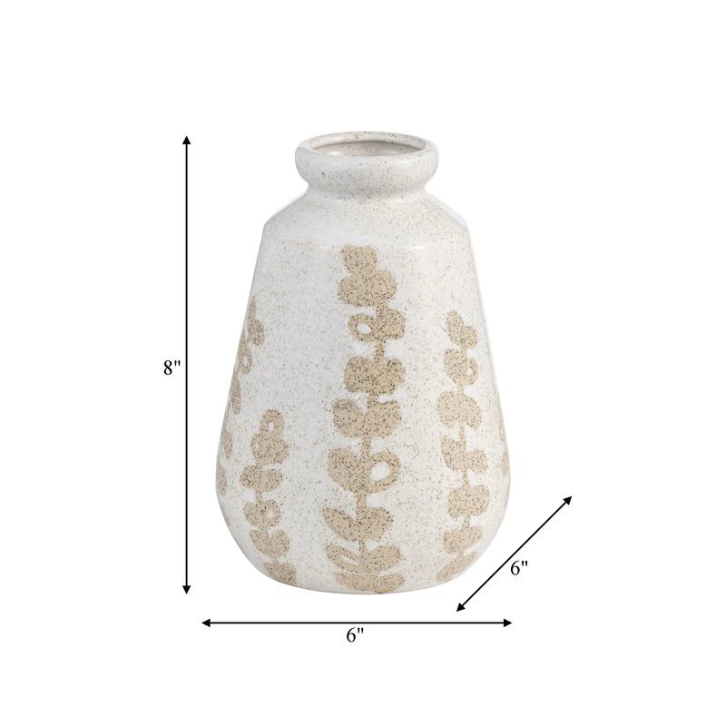 Sagebrook Home Decorative Ivory Botanical Floral Ceramic Vase