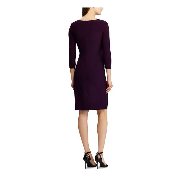 Ralph Lauren Women's Casual Three Quarter Sleeve Surplice Dress Purple Size  4 Petite - Bed Bath & Beyond - 40571270