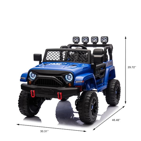 dimension image slide 0 of 4, 24V 4WD Kids Ride On Truck, 2 Seater with Remote Control, Metal Suspension, Music, LED Lights, Off-Road Toy