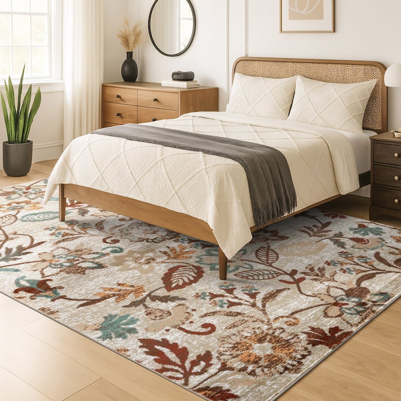 World Rug Gallery Contemporary Vine Floral Area Rug