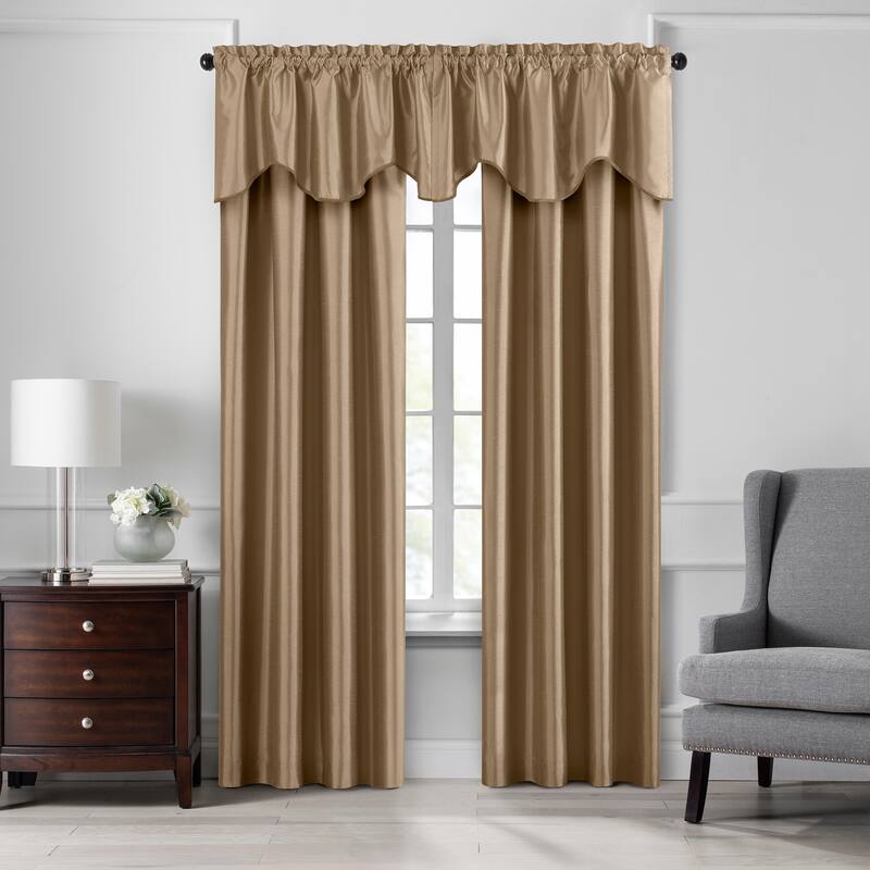 Gracewood Hollow Foster Faux Silk Scalloped Window Valance - 50"x21"