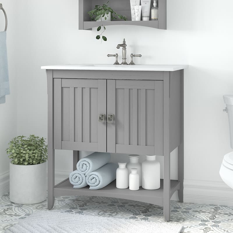 Salinas 32W Bathroom Vanity with Sink by Bush Furniture - Cape Cod Gray