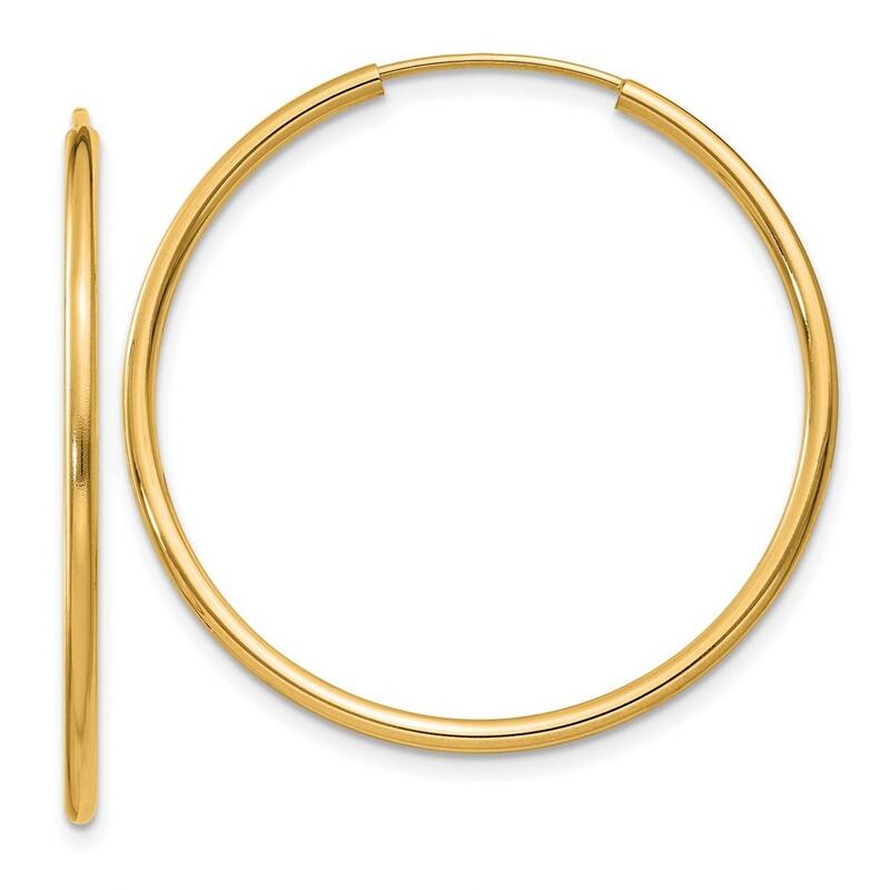 Curata 14k Yellow Gold Polished Round Endless Hoop Earrings - 30x30mm