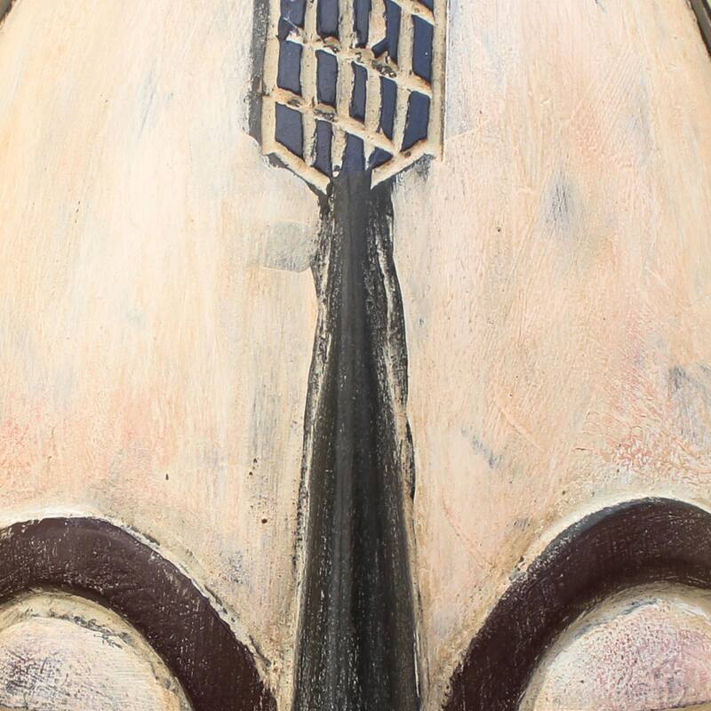 Novica Handmade Beige Yoruba African Wood Mask