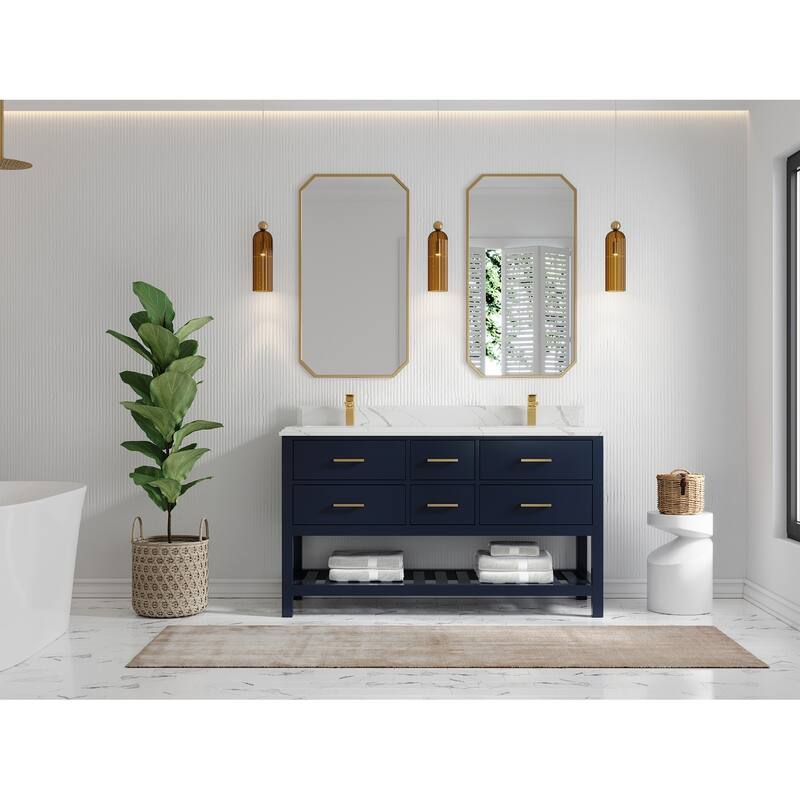 Willow Collections 60 in. W x 22 in. D Parker Double Sink Bathroom Vanity with Countertop
