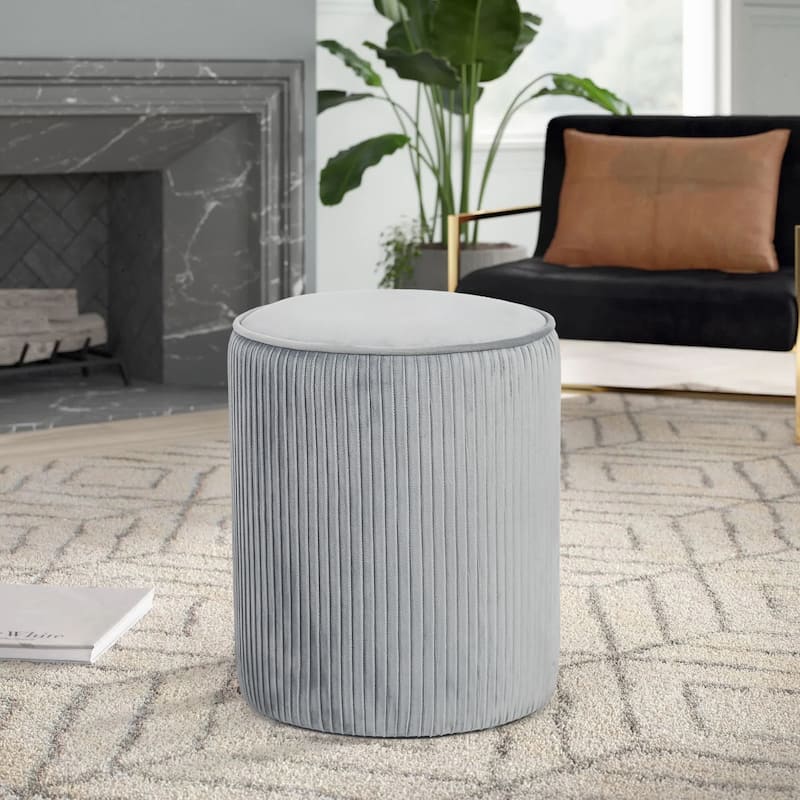 Adeco Foot Rest Ottoman 15.3" Height Velvet Vanity Stool - Grey