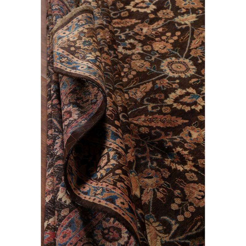 All-Over Brown Mood Persian Vintage Area Rug Handmade Wool Carpet - 8'5"x 12'0"
