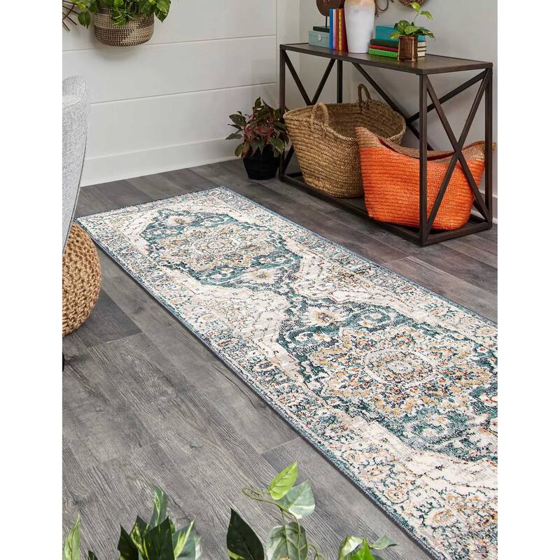 ECARPETGALLERY Machine Woven Legacy Teal Area Rug