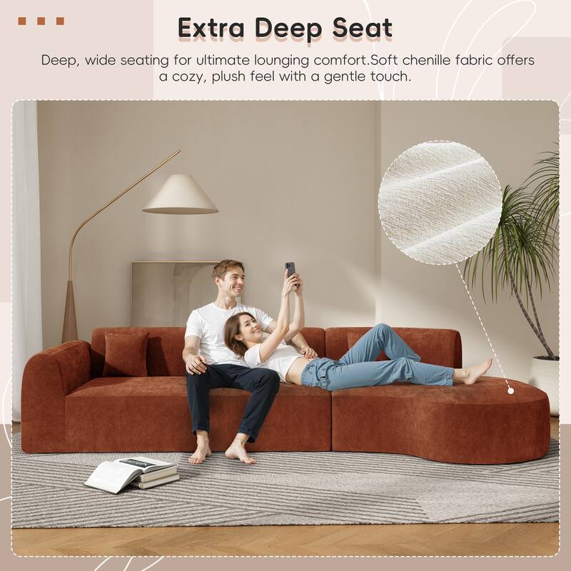 Christopher Knight Home- Buker Curved Polyester Sectional Sofa