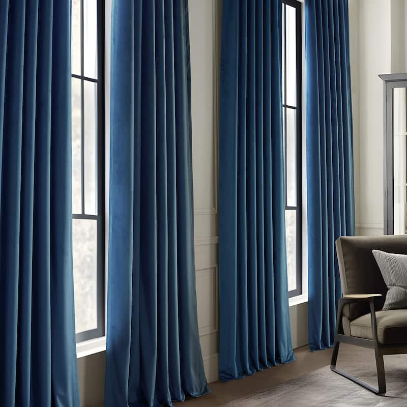 Exclusive Fabrics Simply Velvet Grommet Room Darkening Curtains for Bedroom & Living Room Curtains Pair (2 Panels))