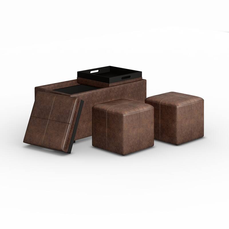 5 Piece Storage Ottoman for Living Room