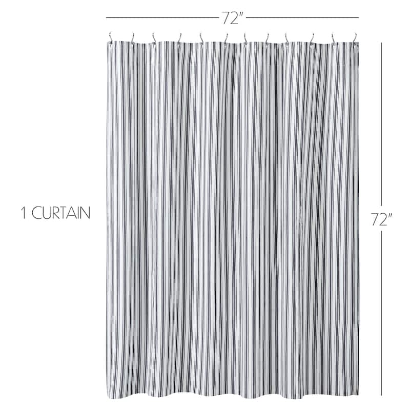 Sawyer Mill Black Ticking Stripe Shower Curtain 72x72