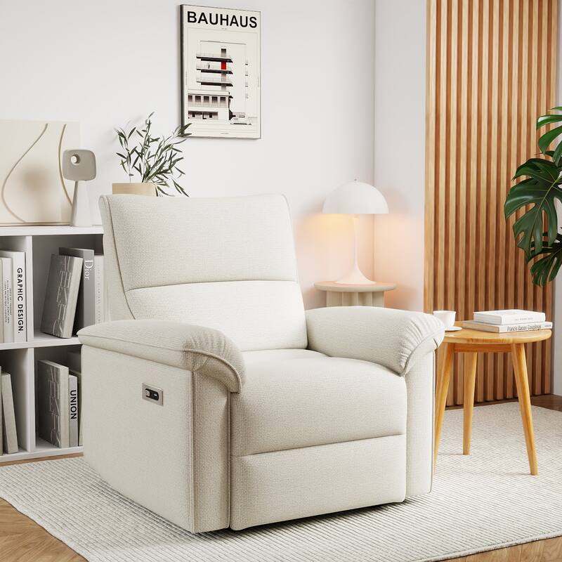 Classic Power Recliner Chair, Upholstered Electric Recliners with USB Type-C Port, Fabric Reclining Single Sofa for Living Room